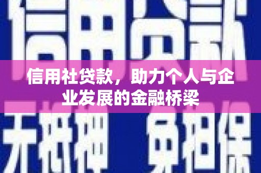 舞钢信用社贷款，助力个人与企业发展的金融桥梁