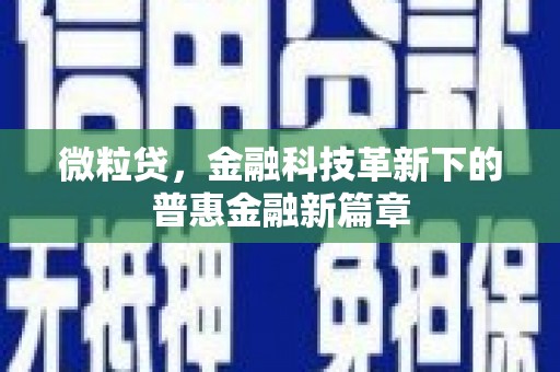 舞钢微粒贷，金融科技革新下的普惠金融新篇章