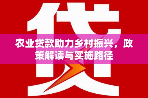 舞钢农业贷款助力乡村振兴，政策解读与实施路径