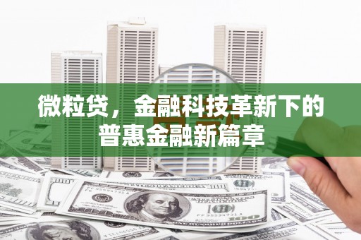 舞钢微粒贷，金融科技革新下的普惠金融新篇章