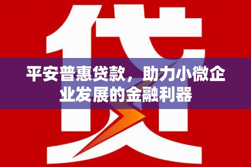 舞钢平安普惠贷款，助力小微企业发展的金融利器